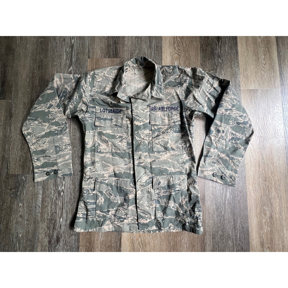 US Air Force ABU Field Jacket Mens 36L‎ Green Digital Tiger Stripe Camo Utility
